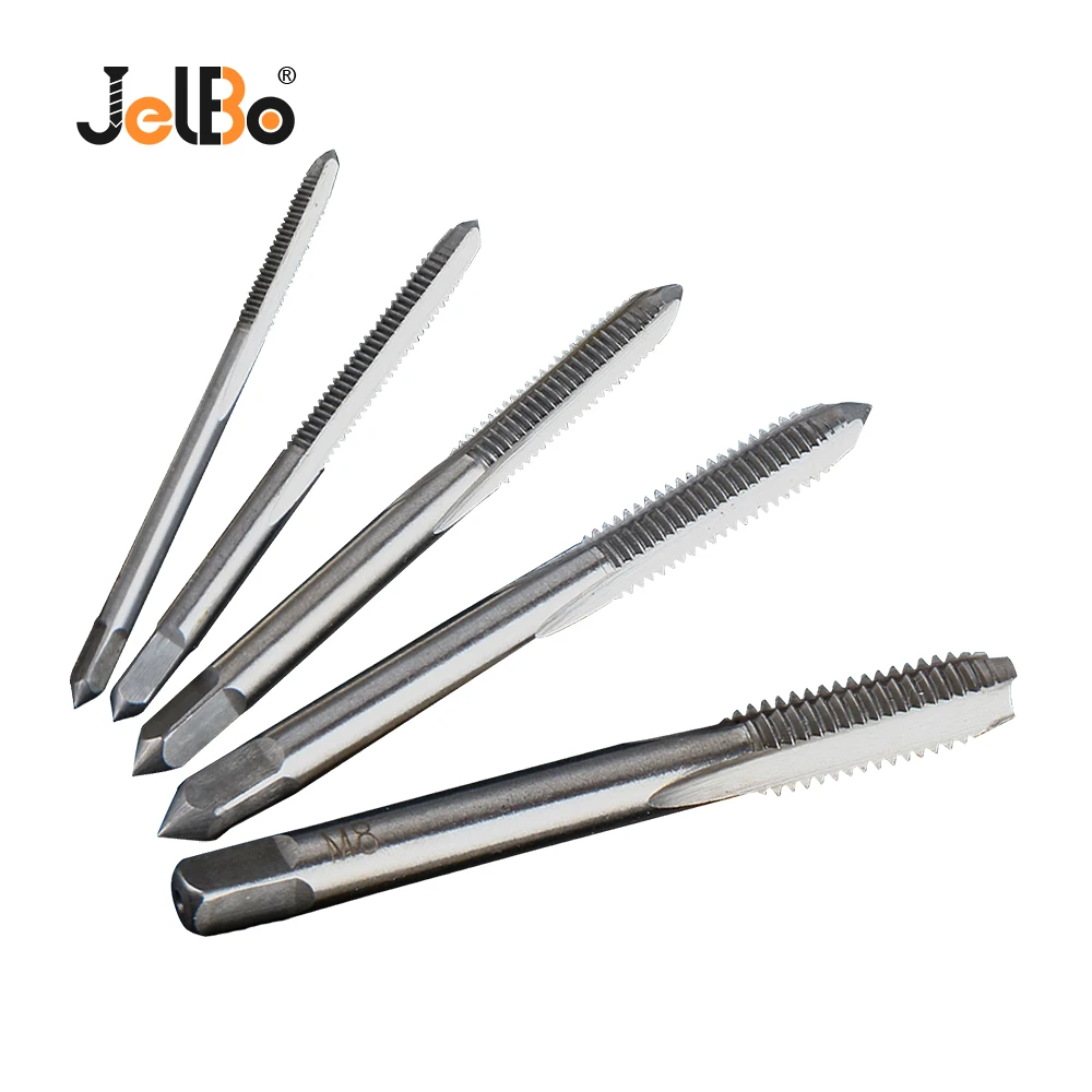 

JelBo 5PCS Screw Thread Tap Drill Bit HSS Metric Plug Hand Tapper Set M3 M4 M5 M6 M8 for Machine Tools