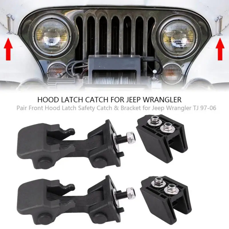 4 шт. Передняя защелка для капота Скоба безопасности замка Jeep Wrangler TJ 1997 2006|Крышки
