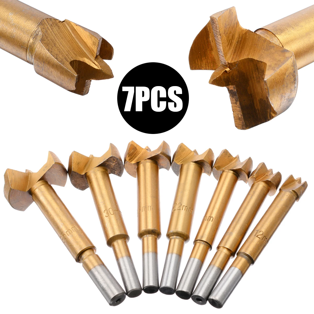 7pcs Forstner Wood Drill Bits 12-35mm High Carbon Steel Router Bit Row Drilling Tool for Boring Machine Wood Woodworking