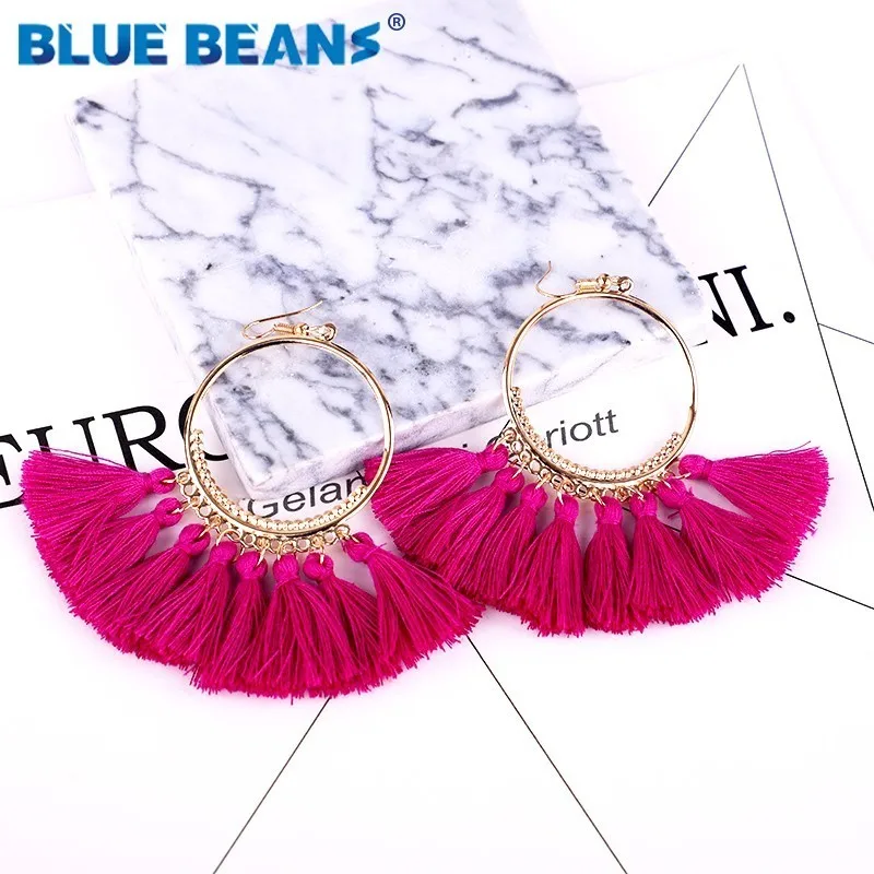 

Tassel earrings bohemian statement luxury long earring handmade gifts for women geometric fringe fashion drop big star dangle cc