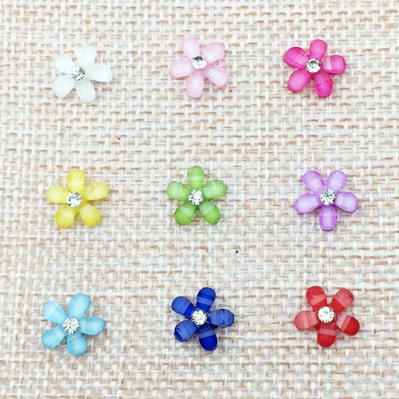 

Pulaqi 1x1cm Rhinestones Diy jewelry Decor Candy Color Crystal Beads Appliques Flower Resin Beads Glue On Badges Accessories H