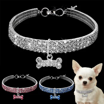 

High Quality Pet Collars Crystal Dog Collar Bling Rhinestone Luxurious Puppy For Small Medium Dogs Supplies Accessories 1PC