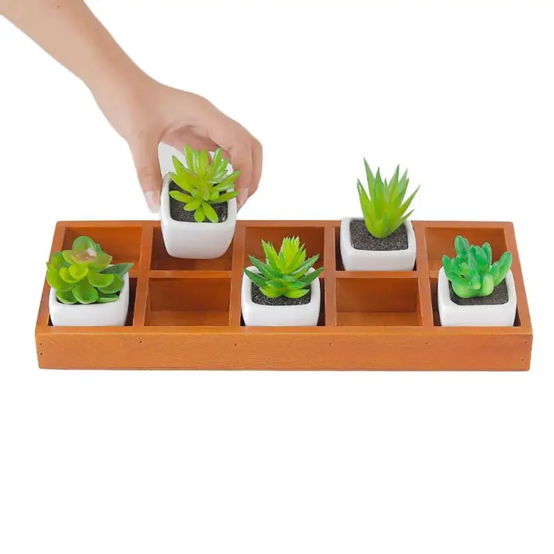 

New 10 Square Rectangular Wooden Pattern Succulent Planter Plant Container Box Fashion Nursery Plant Desktop Storage Box