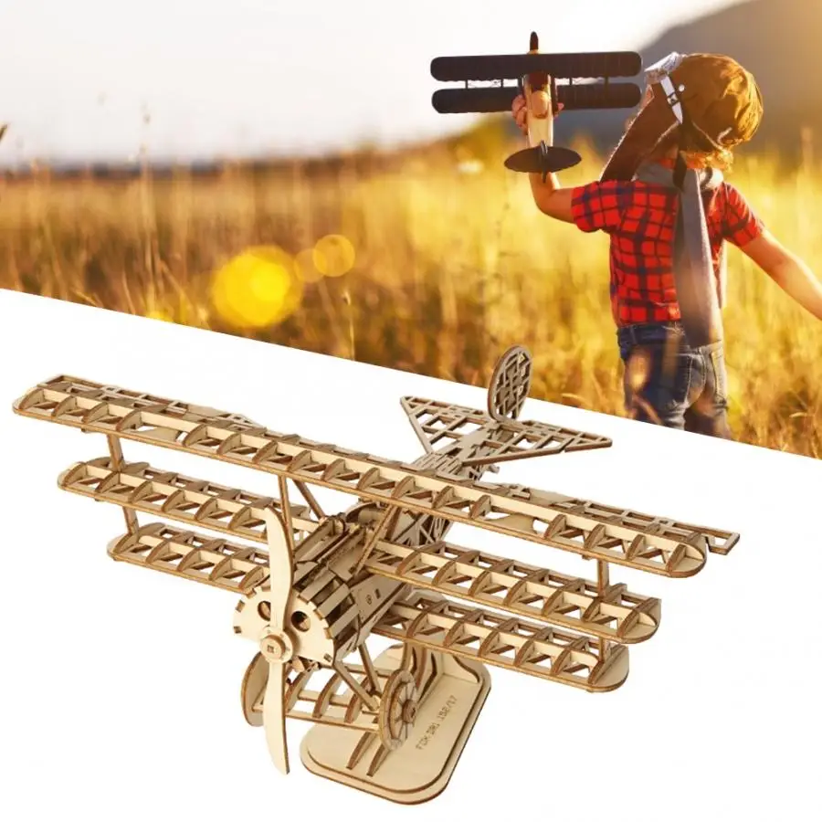 

Kids Children DIY Airplane Aircraft Model Physical Experiment Toy Home Decor Wood