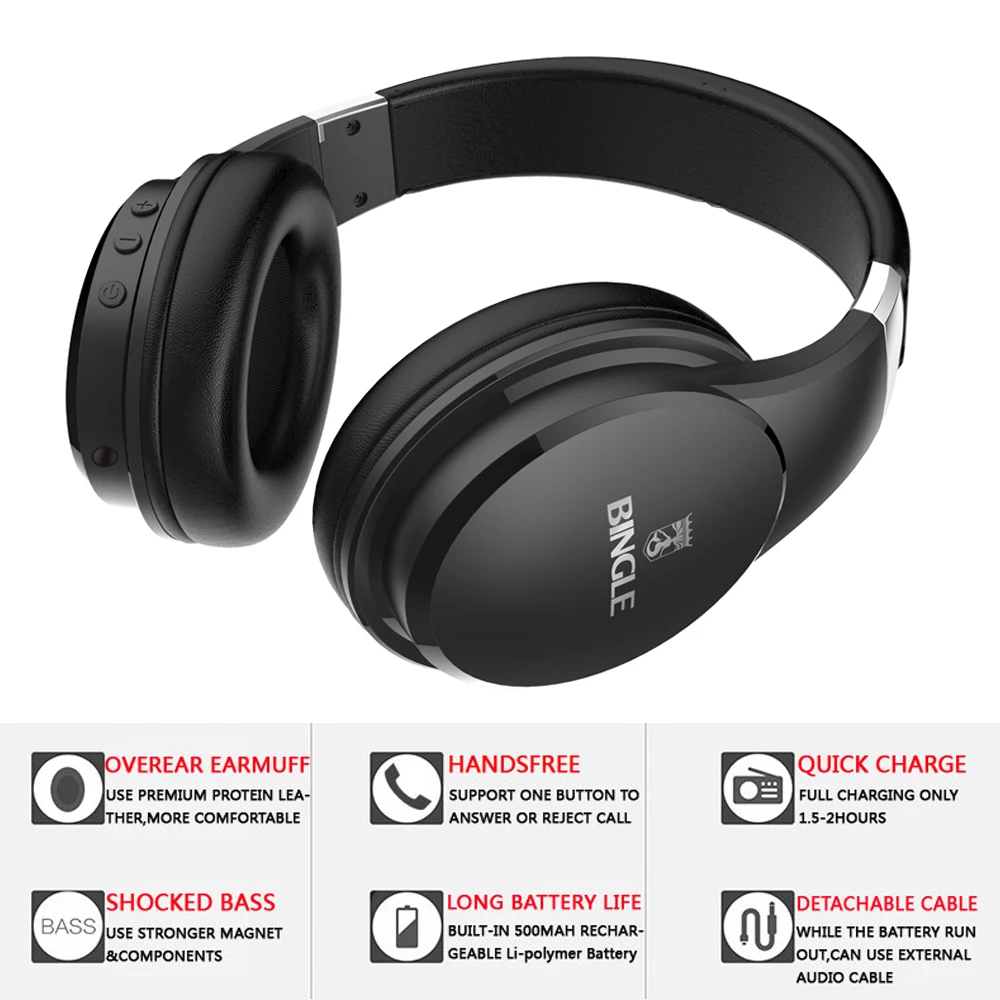 Беспроводные стереонаушники BINGLE FB110 наушники с микрофоном Bluetooth 4 1 CSR разъем 3 5 мм