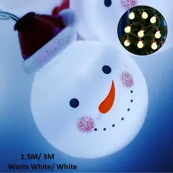 3/1. 5 м 10/20 светодиодный S Рождественский Снеговик Форма светодиодный строки Батарея работает праздничное освещение, Рождество дерево декор