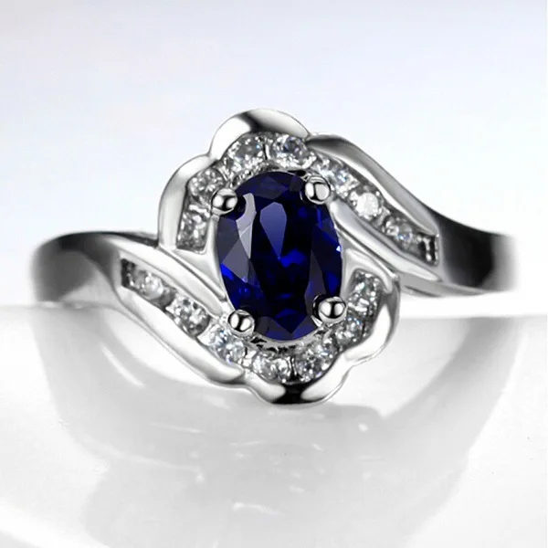 

Dark Blue S925 Sliver Sapphire Diamond Ring Oval Peridot Bizuteria Jewelry Gemstone Anillos De Diamante Bague Etoile Ring Women