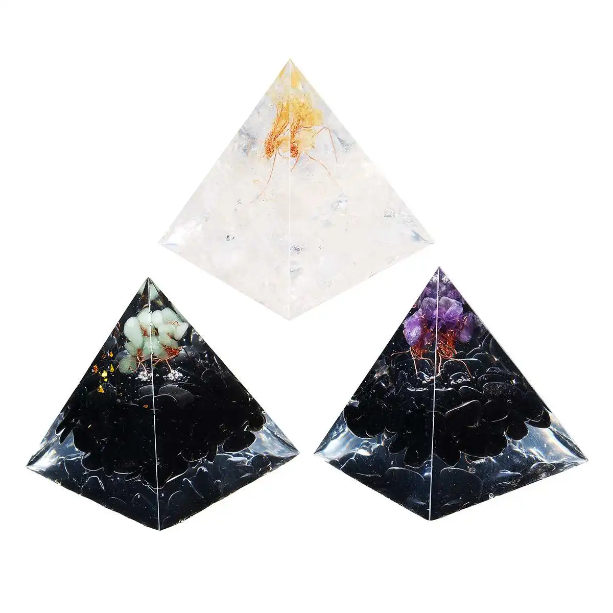 

Gathering Fortune Orgonite Pyramid 55x55x65mm Reiki Feng Shui Decoration Crystal Rune Orgone Accumulator Resin Decorative Craft