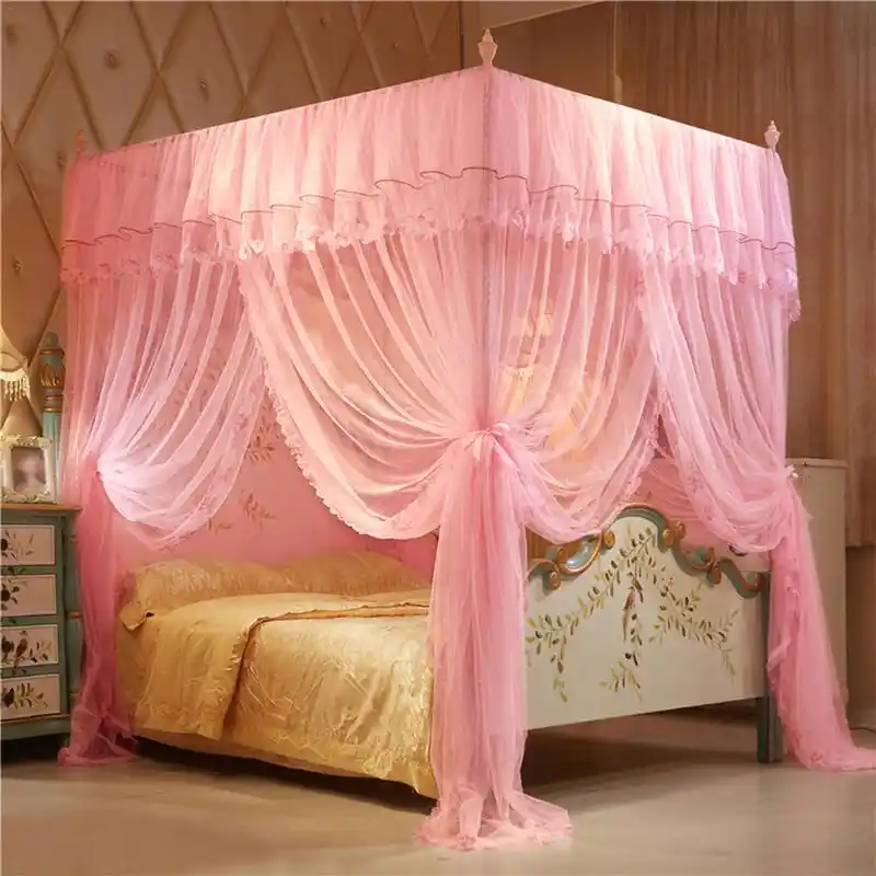 Zwindy Dosel de Cama de mosquitera Ropa de Cama de mosquitera 120 * 200 * 200 Princesa Tres Aberturas Laterales Toldo de Cama de Poste Mosquitera