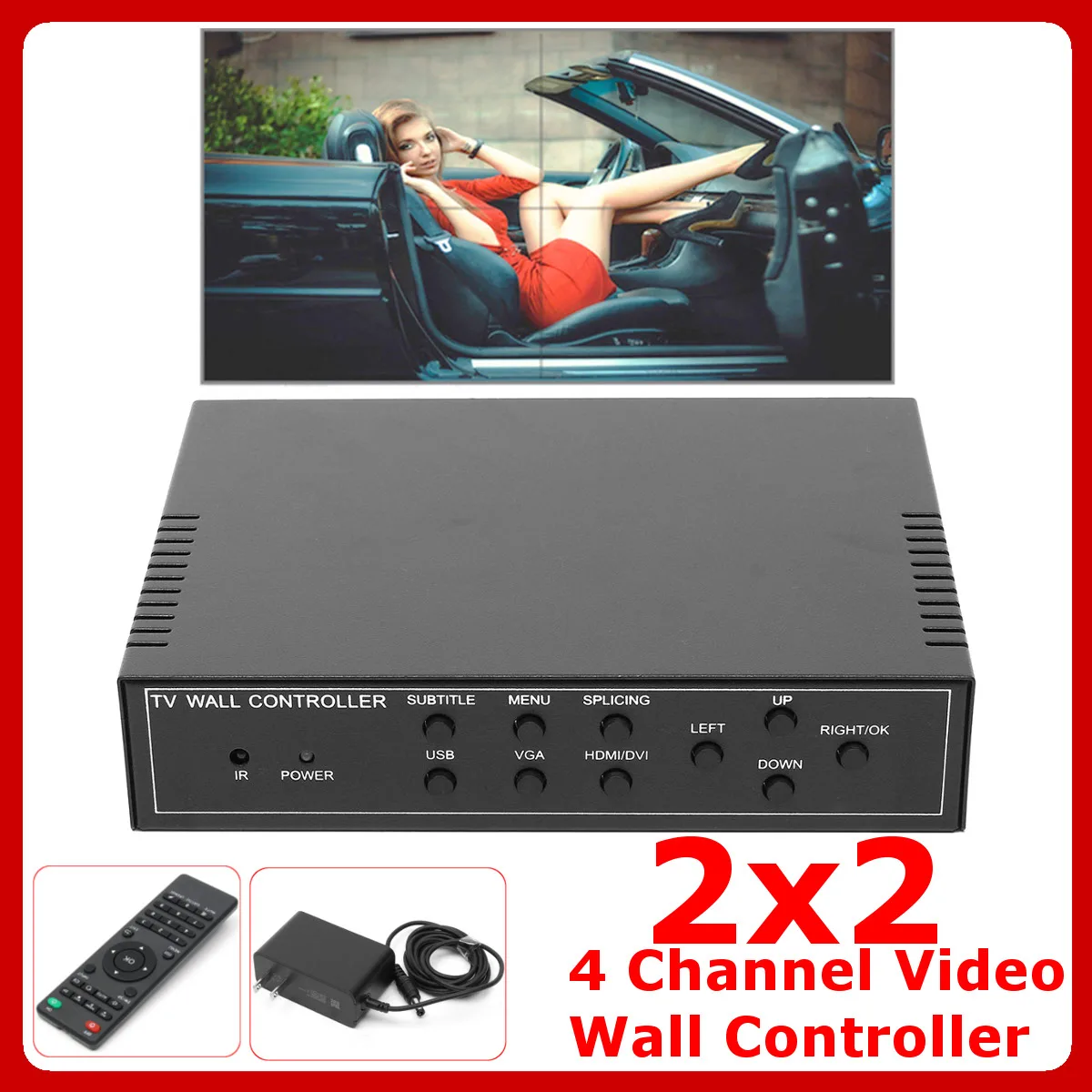 

4 Channel 2x2 Video Wall Controller HDMI USB/HDMI/VGA/DVI/AV processor with Four Picture Multiviewer Fully-digital Processing