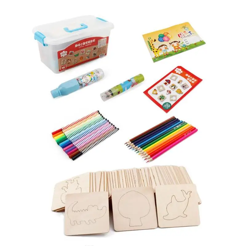 

Wooden Board with Water Color Pen Creative Children Drawing Graffiti Painting Tools Suit Kids Learning & Education Drawing Toys