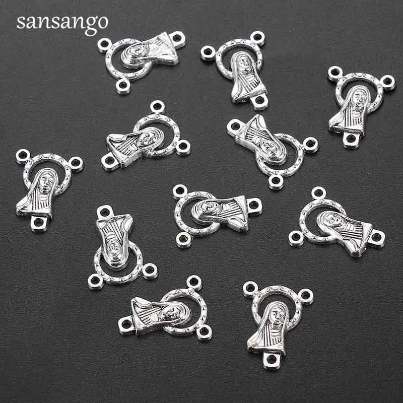 

10pcs Religious Charm Nun Tibetan Silver Pendants 3 Hole Connection beads For DIY Jewelry Making Accessories Fit Unisex Bracelet