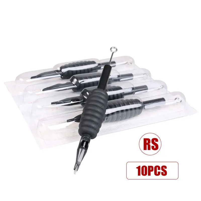 

10pcs Black Disposable Sterilized 19mm Grip Tube with Needle Tip Needle RL Round Liner Needles Supplies