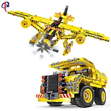 Деформация инженерное транспортное средство строительный блок самолет игрушка 2 в сочетании с 1 разборка строительный блок самолет детская игрушка