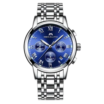 

MEGALITH Top Brand Luxury Watches Mens Waterproof Chronograph Analogue Date Wrist Watch Classic Stainless Steel Quartz Watches