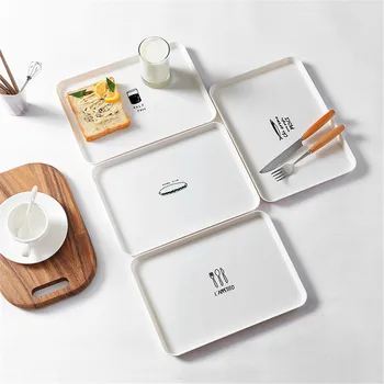 

Chic Breakfast Bread Plastic Pp Tray Dessert Dish Plate Plates Untensil Tools Tableware Trays White Simple Decoration Gift 1pcs