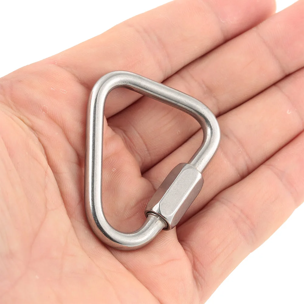 

2019 Stainless Steel Triangle Quick Link Locking Carabiner Hanging Hook Buckle for Outdoor Camping Hiking Key ring Key chain