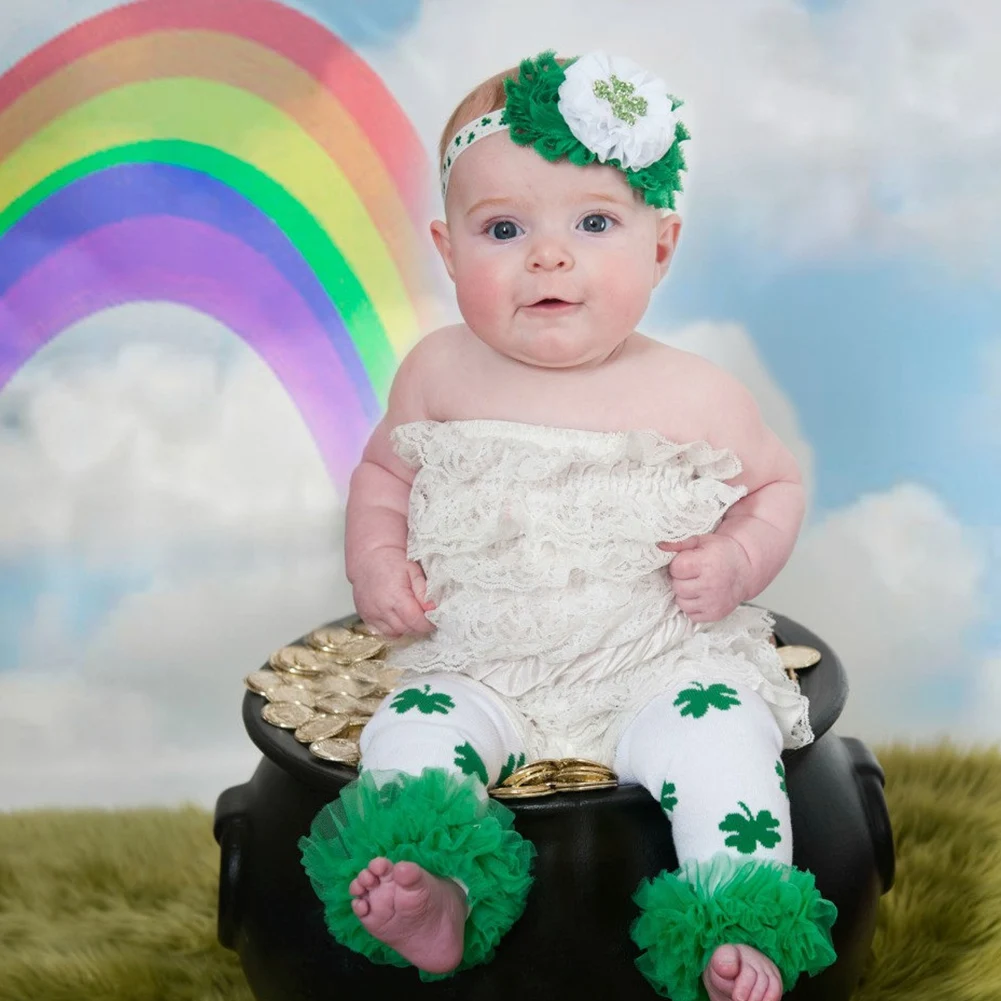 Patrick's Day Headband for Newborn Baby Girls Shamrock Headwear Irish Party Photography Props 1st St 