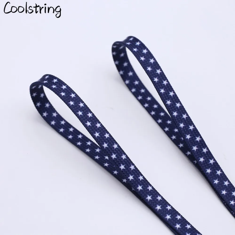 Coolstring Trend Personality Heat Transfer Shoelaces Sublimated Printed Blue White Star Printing Boot Laces For Sneakers Flats