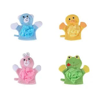 

4-Pack Soft Baby Bath Gloves Cute Cartoon Animal Duck/Dog/Rabbit/Frog Shape Body Wash Mitts For Newborn Toddler Kids Children