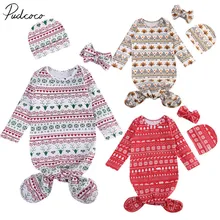 Новое Брендовое хлопчатобумажное одеяльце для новорожденных мальчиков и девочек, спальные мешки с Санта-снежинками на День Благодарения+ повязка на голову+ шапки, 3 предмета, 0-12 м