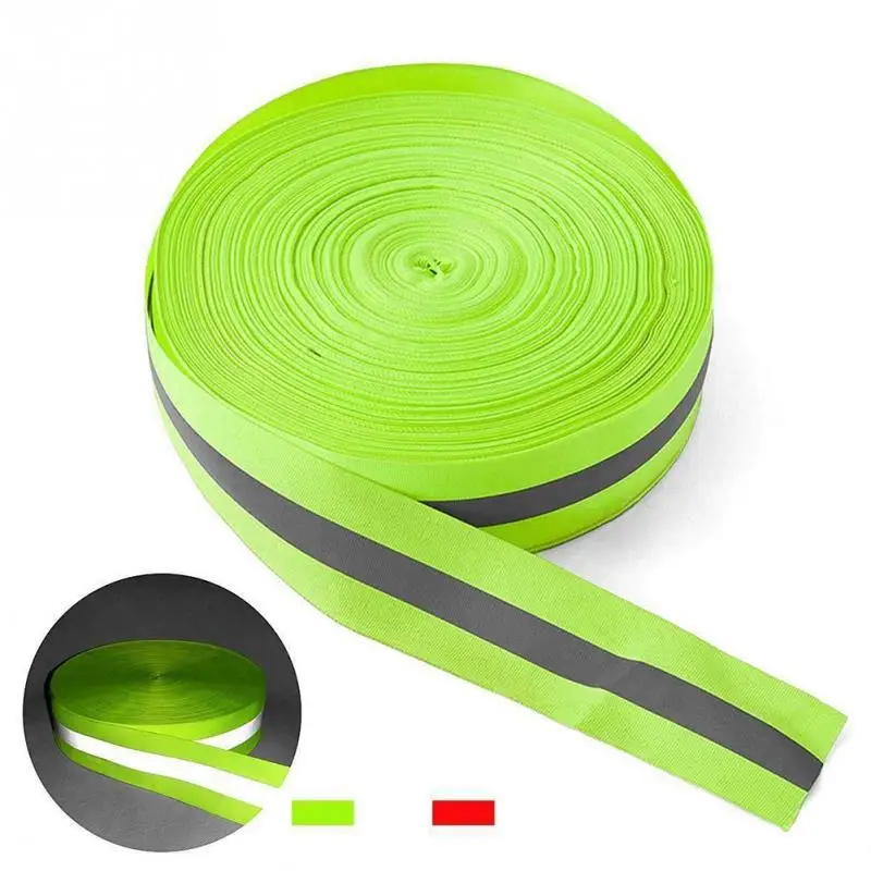 Ribbon Sewing Fluorescent Green Reflective Fabric Ribbon bing Tape