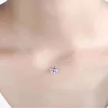 Регулируемый Циркон Кристалл невидимая линия подвеска цепочка на ключице ожерелье подарки женские аксессуары