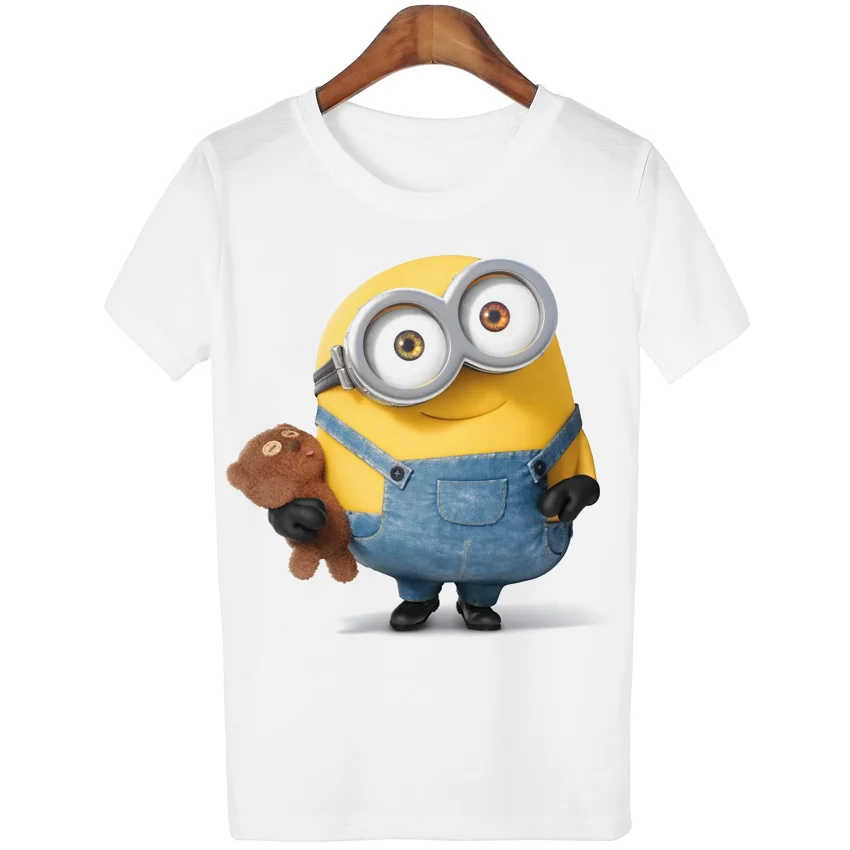 Women Summer White Minions T shirt Harajuku Cute Cartoon Printed T