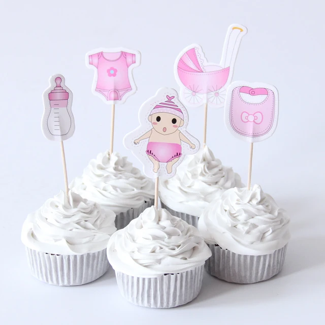 20pcs Lot Baby Shower Cupcake Toppers Picks Baby Shower Boy Girl