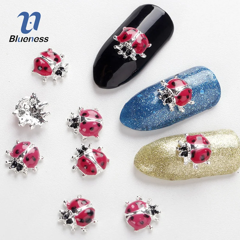 Blueness 10 шт. дизайн Божья коровка 3D сплав ногтей украшения Блеск маникюрные