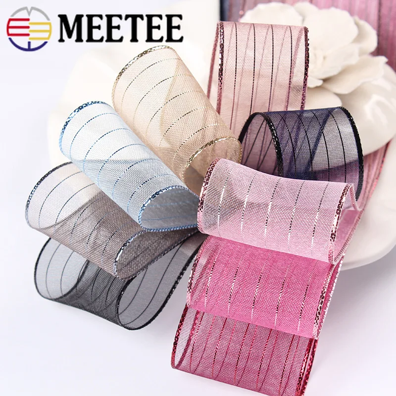 Meetee 10 ярдов/25/40 mmYarn пятно ленточки для волос свадебное платье одежда волосы бант в
