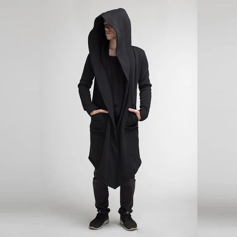  Moomphya Mantle Streetwear Hoodie Long Male Black mens Hooded Cloak Hip Hop Longline Sweatshirt Sud