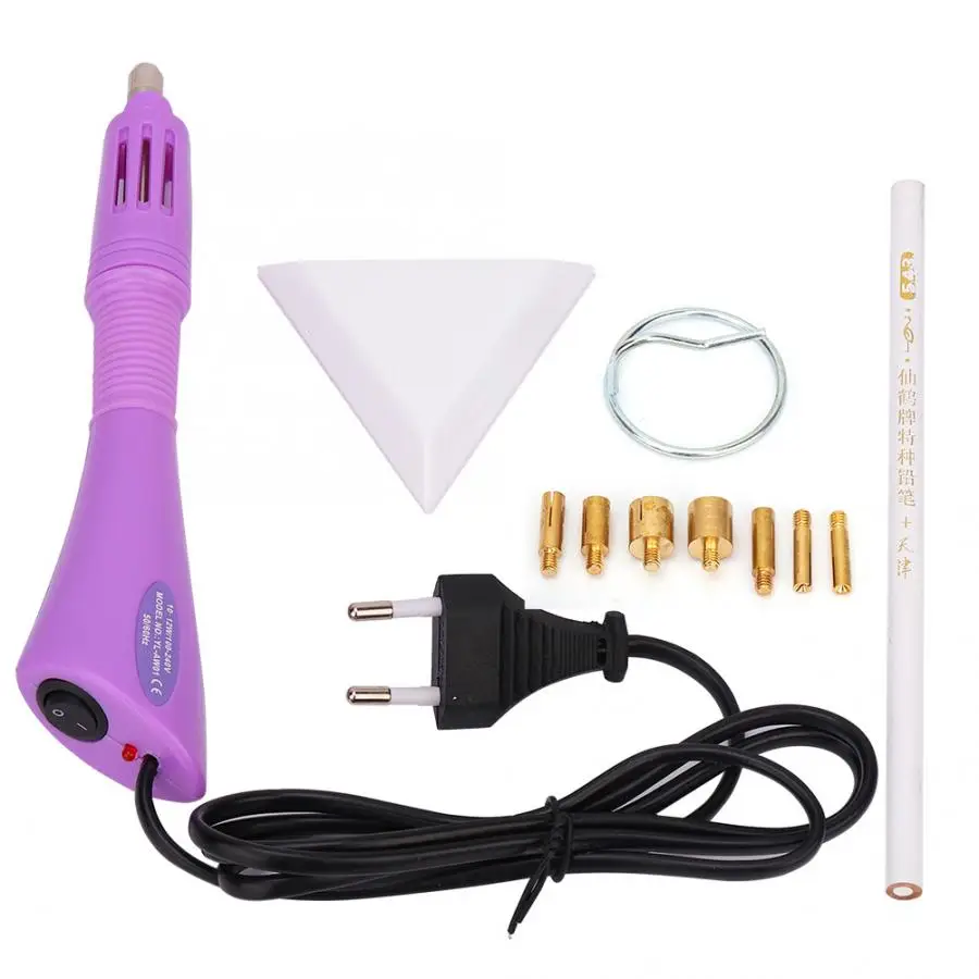 

Professional Hot Drilling Rhinestone Applicator Tool Crystal Stud Drilling Pen with 7 Tips EU Plug 110-240V DIY Jewelry Making