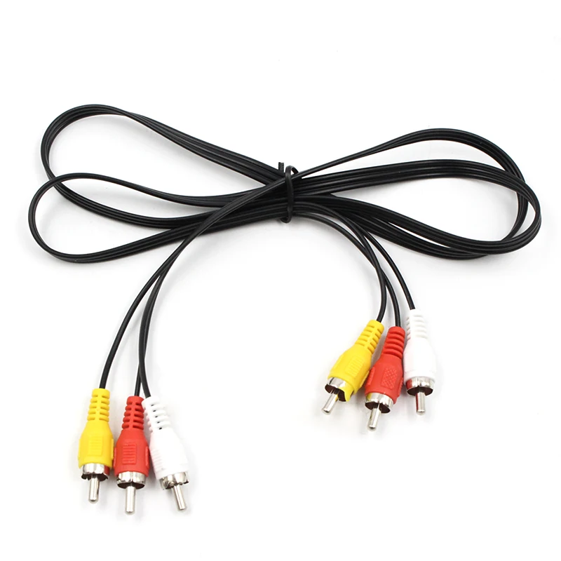AV to AV Audio VIdeo Cable 3 RCA Composite Male to Male Cable 1M Gold Plated For Hi-Fi Video DVD CD Player Free Shippping