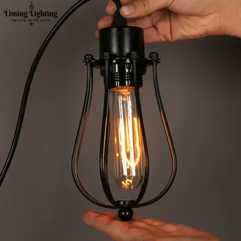 

Vintage Industrial Nordic Wrought Iron Loft Style Retro Led Pendent Light Cage Lampshade Living Room Decor Pendant Lighting