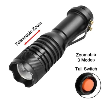 

Skywolfeye LED Flashlight With Tail USB Charging Head Zoomable Waterproof Torch Portable Light 3 Lighting Modes