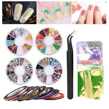 ETEREAUTY Набор для нейл-арта включает 30 рулонов полоскающей ленты 6 листов стеклянной фольги Fimo 3D фруктовые ломтики акриловые цветные стразы