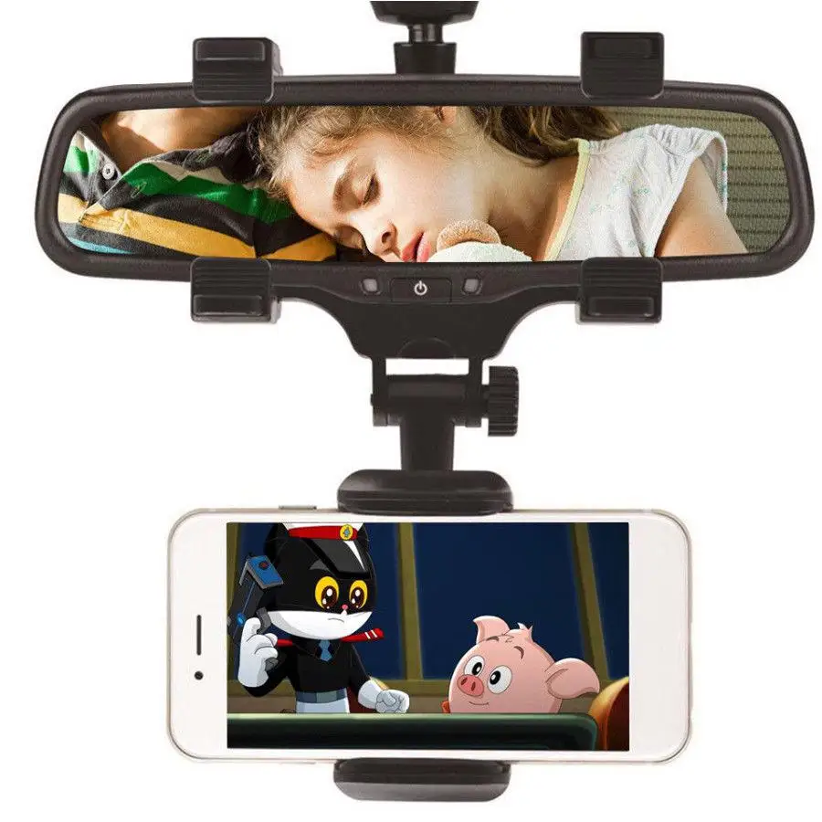 

360 Degree Car Rearview Mirror Phone GPS Holder Universal Auto Safe Sun Visor Navigation DVR Holder Driving Recorder Bracket r15