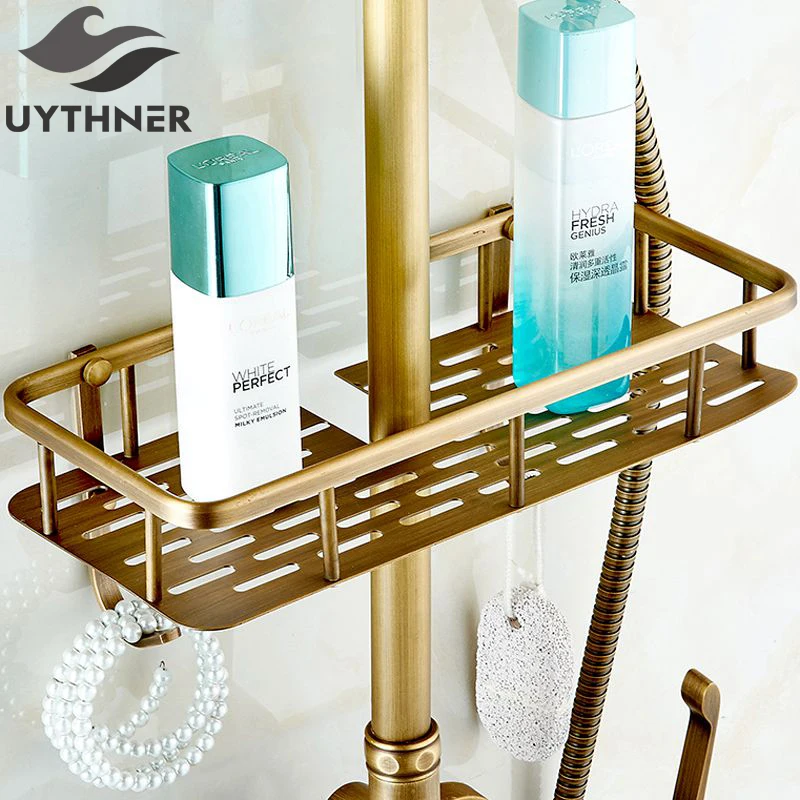 UythnerFullcopperantiqueshowerrackswithhooksshowerbaskets