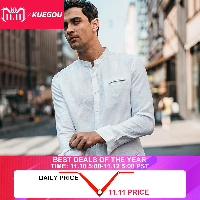 

Autumn Men Shirt 100% Linen Patchwork White Color For Man Fashion Long Sleeve Slim Clothes Male 2018 New Brand Clothing 02116