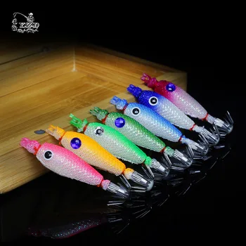 New 7pcs Luminous Squid Jigs Light umbrella Stainless Steel hook Fishing Cuttlefish Shrimp 1.5 Octopus Bait Lure jigging 7pcs fishing squid hook 10cm 10g wood shrimp artificial lure glow jigging octopus bait luminous squid jig trout lure
