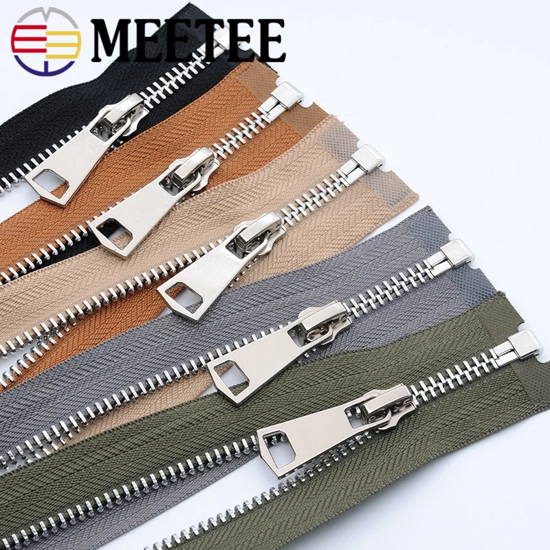 Meetee 5 Metal Zipper 85cm Open end Zip for Jacket Leather Down Jacket