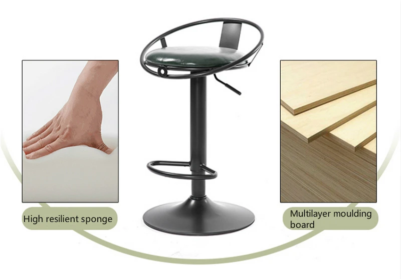 Art Bar Chair European Style Rotated High Stool with Footrest Household Leisure Lifted Bar Stool Front Desk Reception Chair