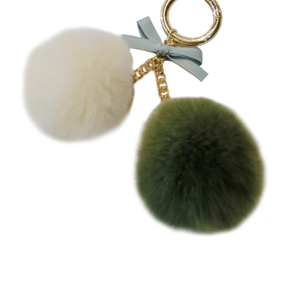 Double rabbit hair ball fashion bow bag pendant key chain car | Автомобили и мотоциклы
