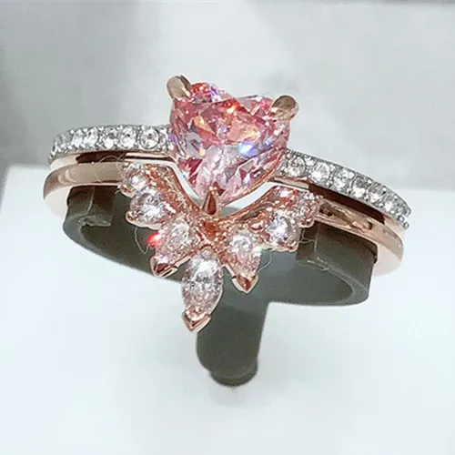 

2019 Silver V Type Crystal Twinset Trendy Rings Set For Women Jewelry Vintage Sale