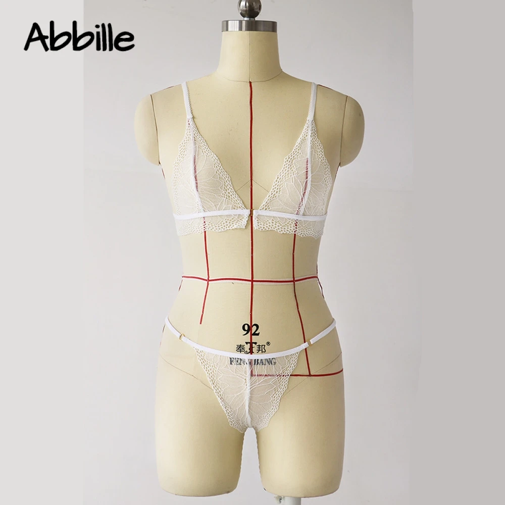 Elegant White Lace Bra Set Seamless Deep V Bra Panties Set Hollow Out Transparent Sexy Lingerie Underwear Women Lingerie XXL 3XL