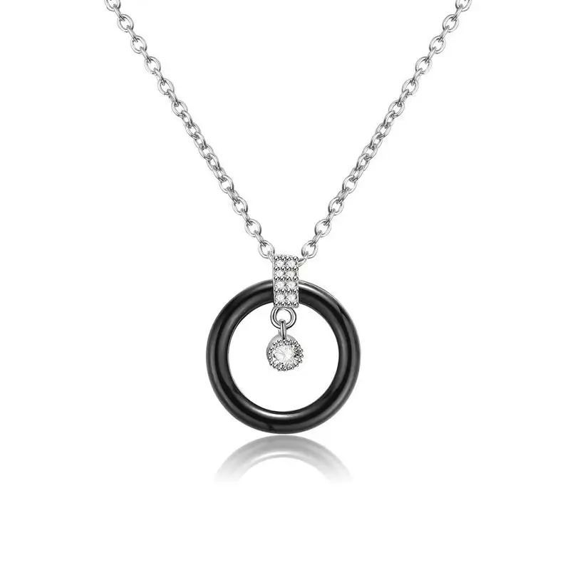 

Necklace Women Nordic Style Simple Fashionable Elegant Exquisite Black Geometric Round Ceramic Pendant Necklace For Women New