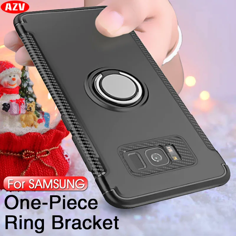 

ultra-thin soft shell for Samsung S8 S9 Plus Magnetic Bracket Ring Car Holder Shockproof Back Cover For Galaxy note8 note9 case