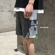 Летние Новые шорты мужские модные однотонные Прямые повседневные шорты мужские уличные трендовые свободные шорты в стиле хип-хоп