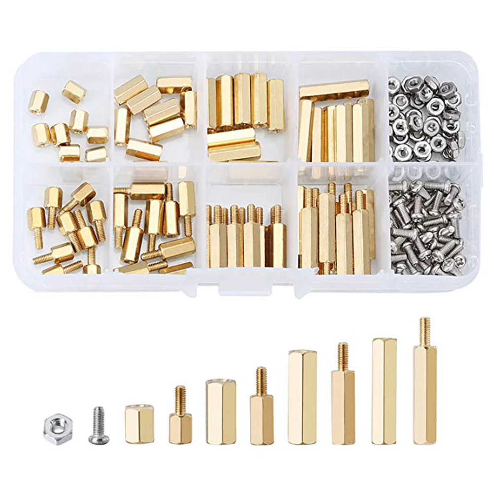 180PC Single and Double Pass Hex Copper Column m3 Screw Nut Combination Set | Обустройство дома